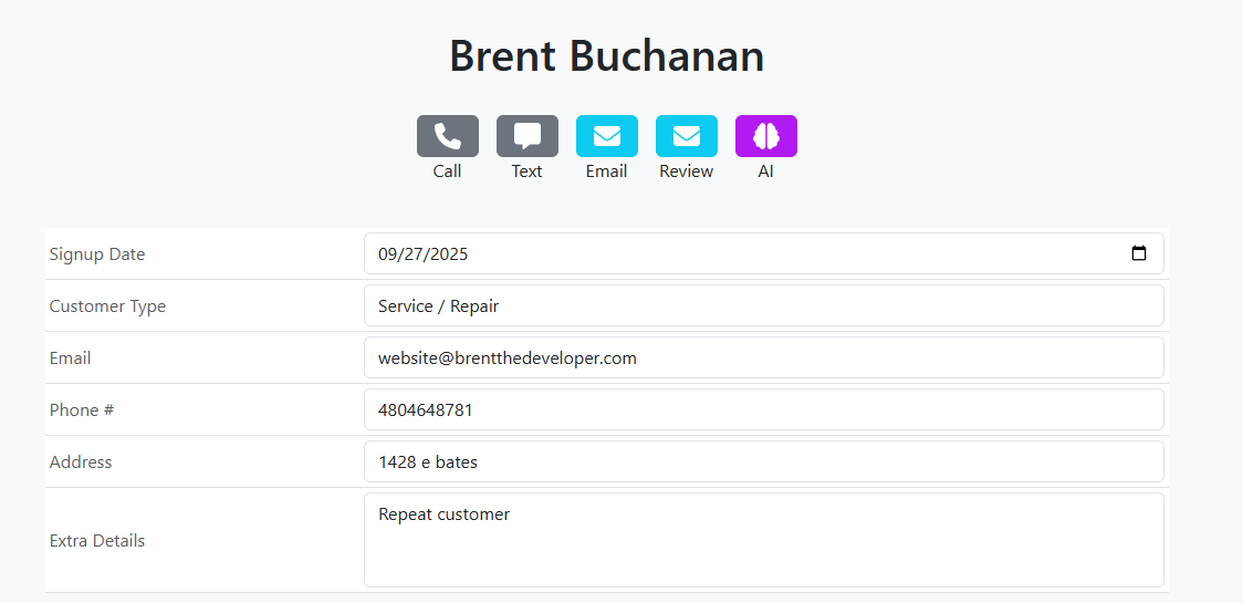 DuroWork customer page screen